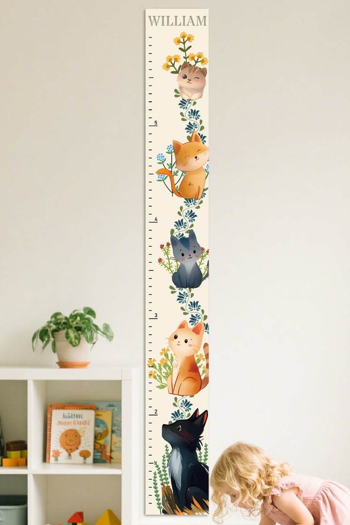 Personalized Wooden Cat Growth Chart Ruler