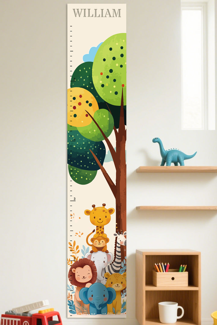 Personalized Wooden Jungle Animal Growth Chart Ruler