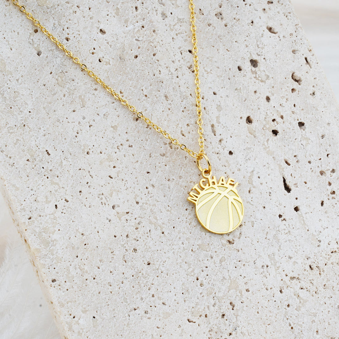 Basketball Personalized Kids Name Necklace
