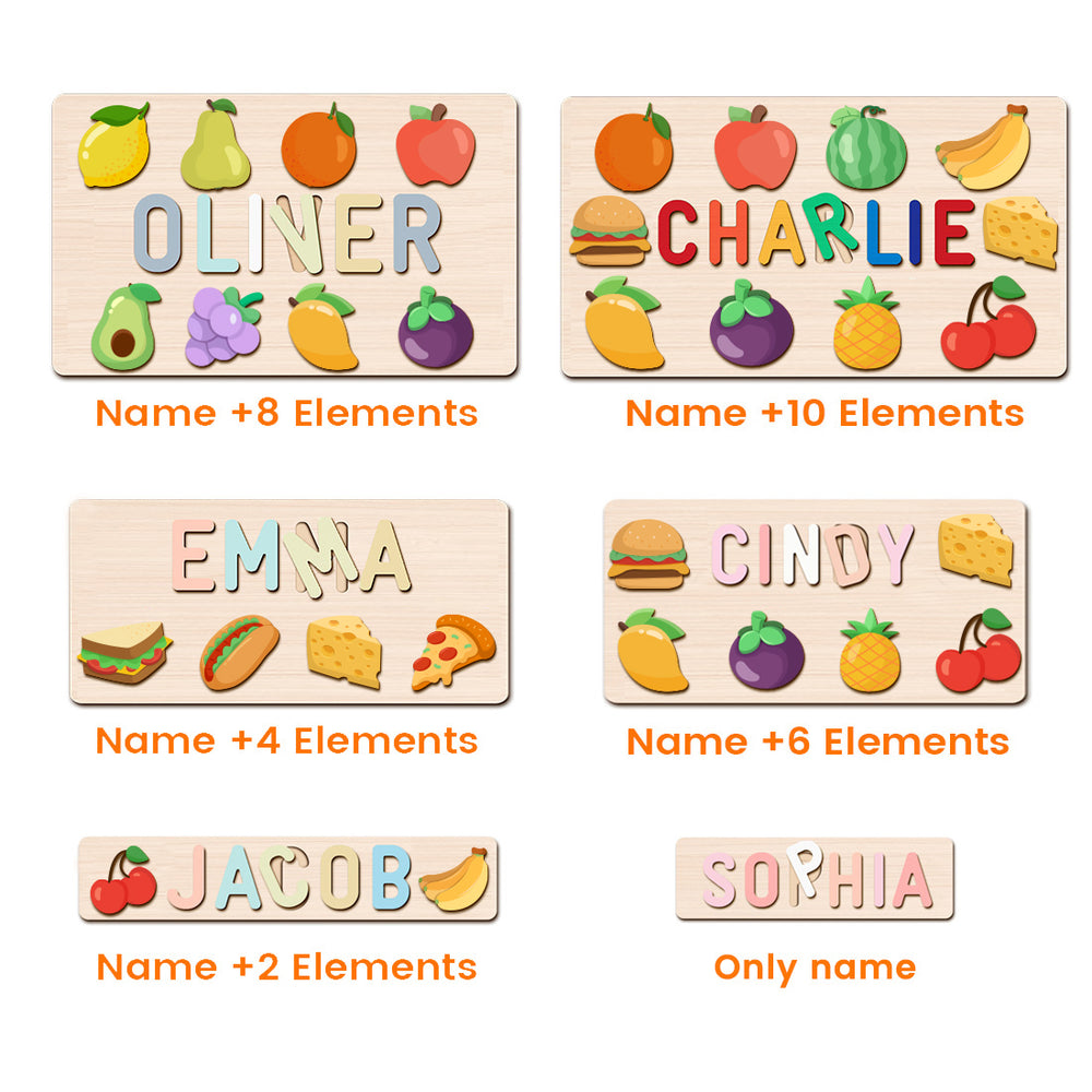 Name Puzzle with Food-Six Styles