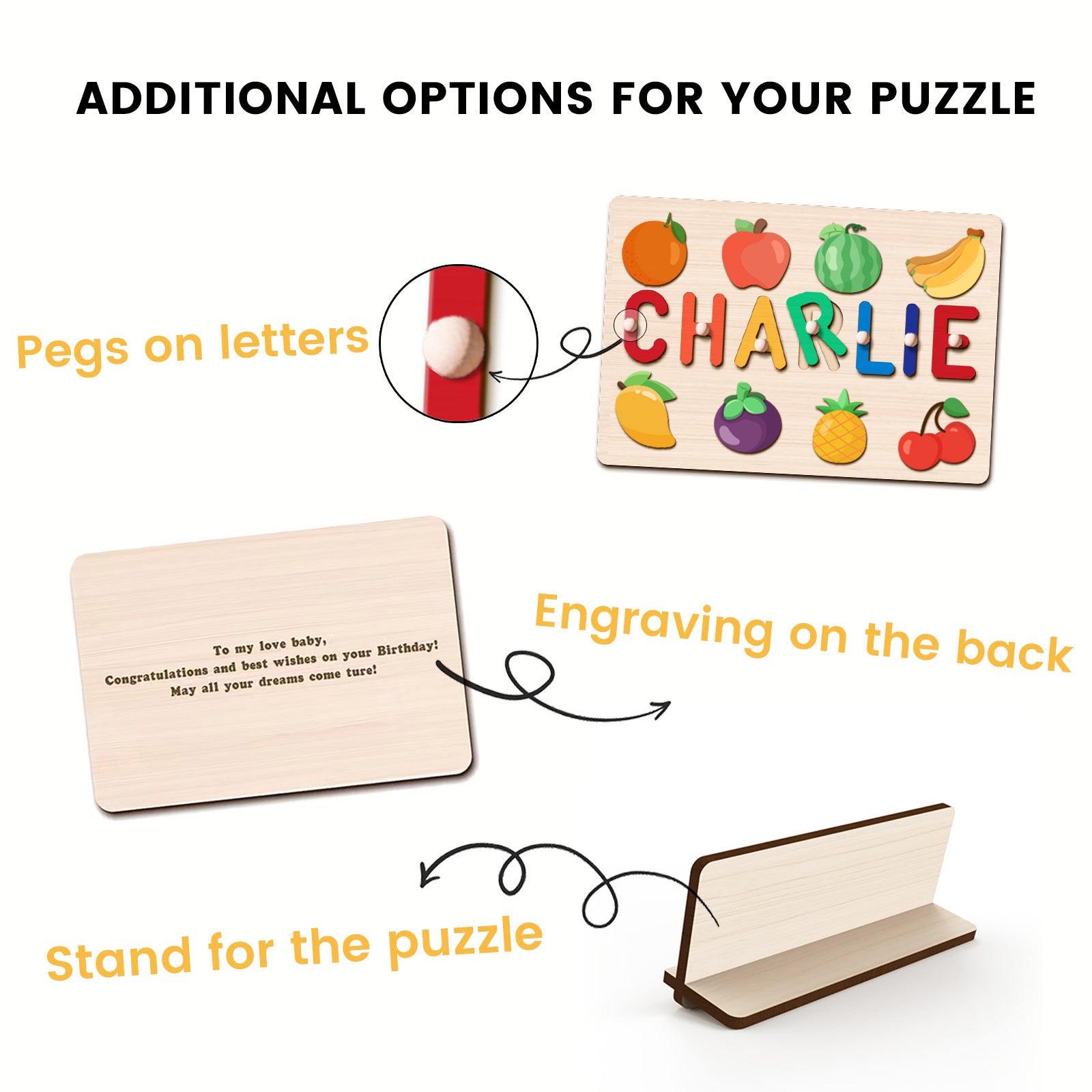 Name Puzzle with Fruit Accessories