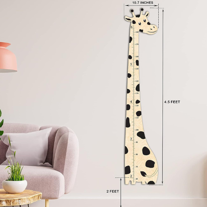 Wooden Baby Giraffe Growth Chart - Size