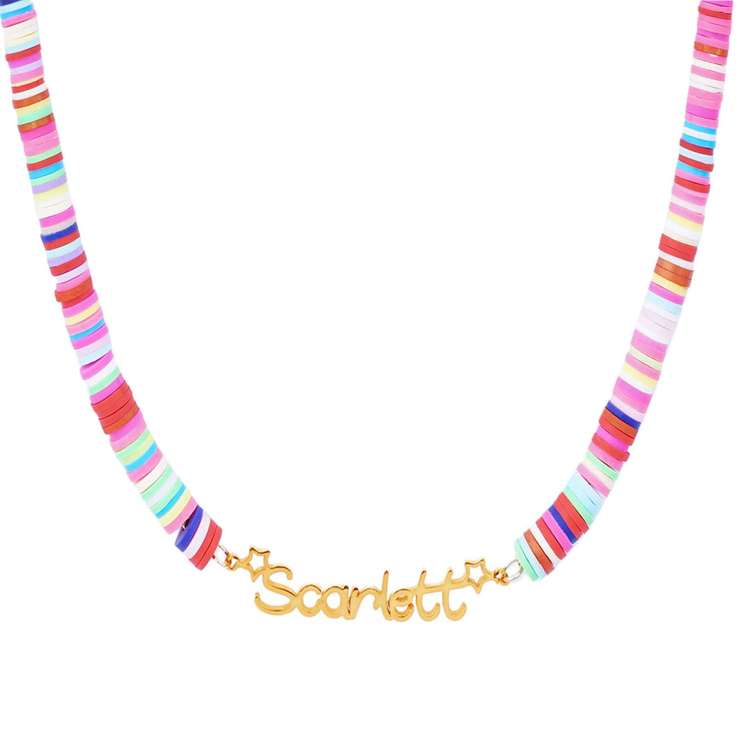 Customized Name Kid's Colored Clay Necklace