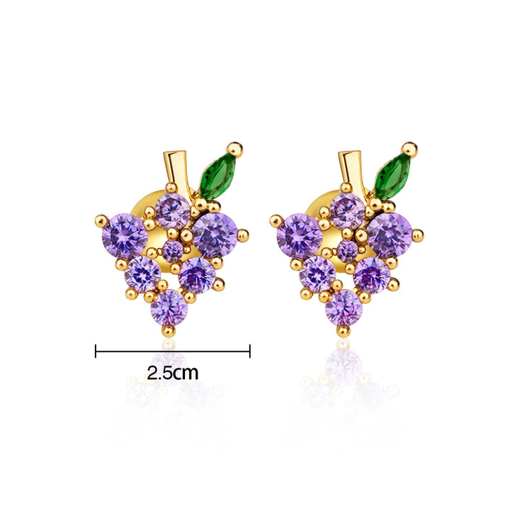 Sterling Silver Kids Crystal Grape Earrings