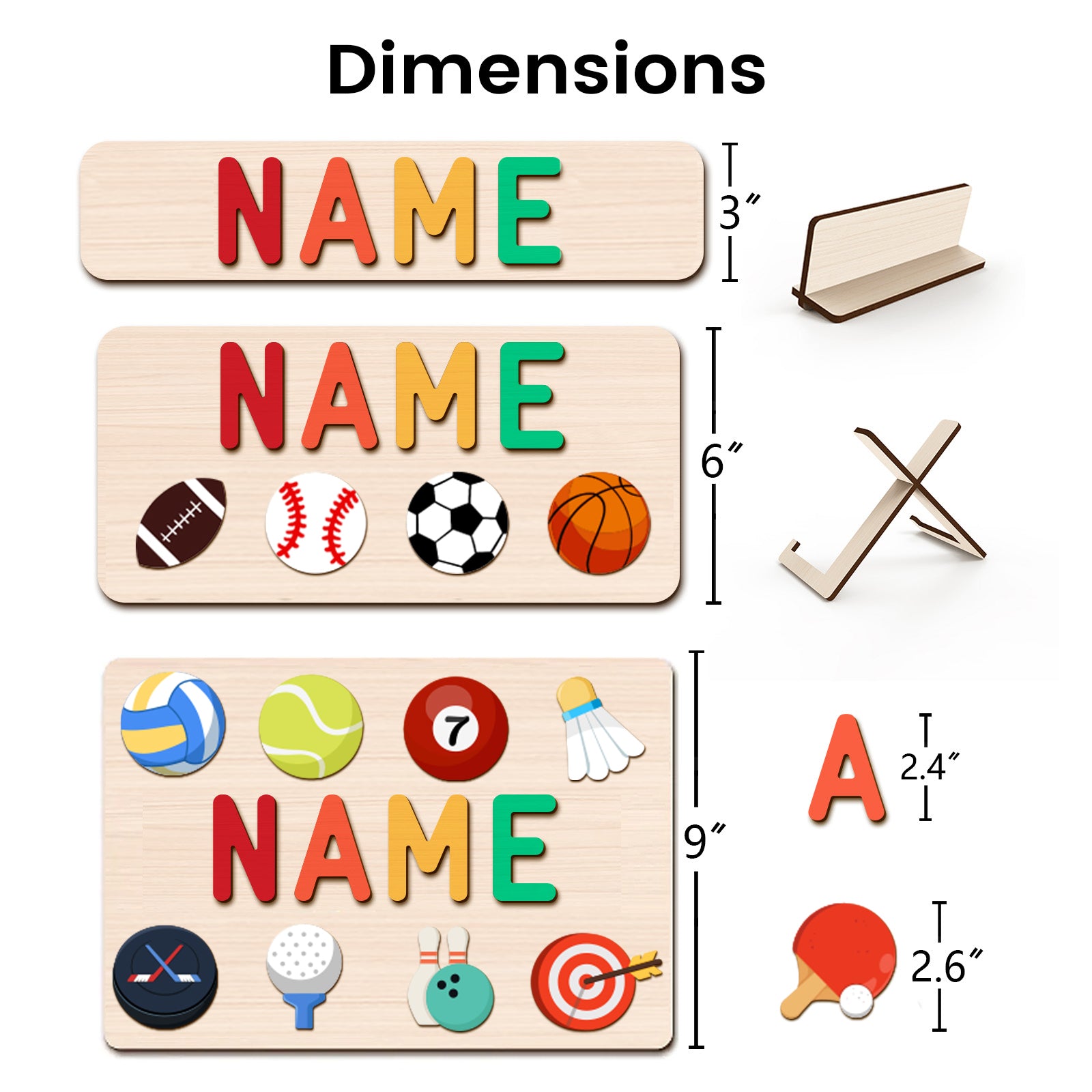 Name Puzzle Size And Accessory Size