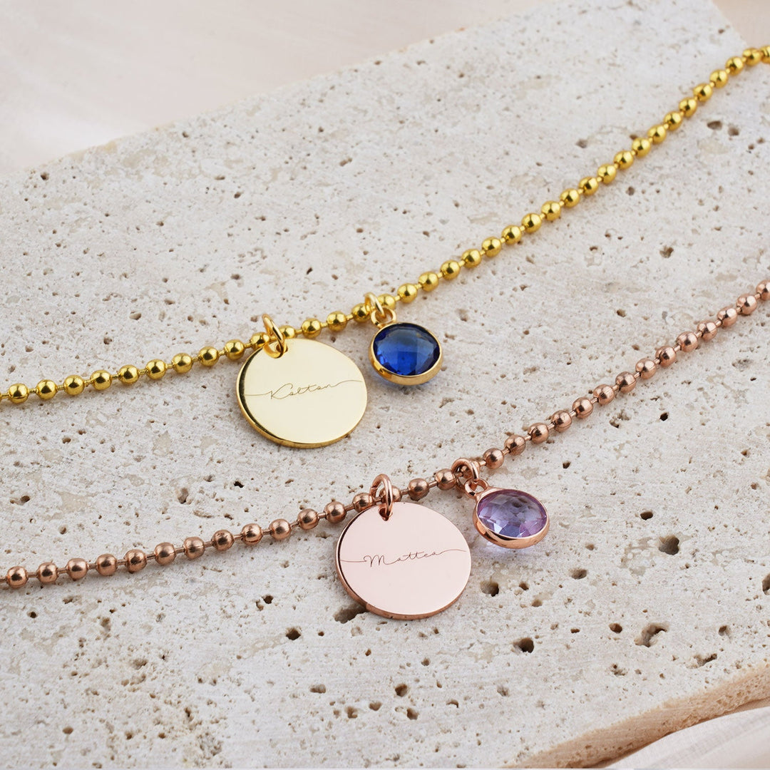 Custom Kids Name and Birthstone Charm Necklace