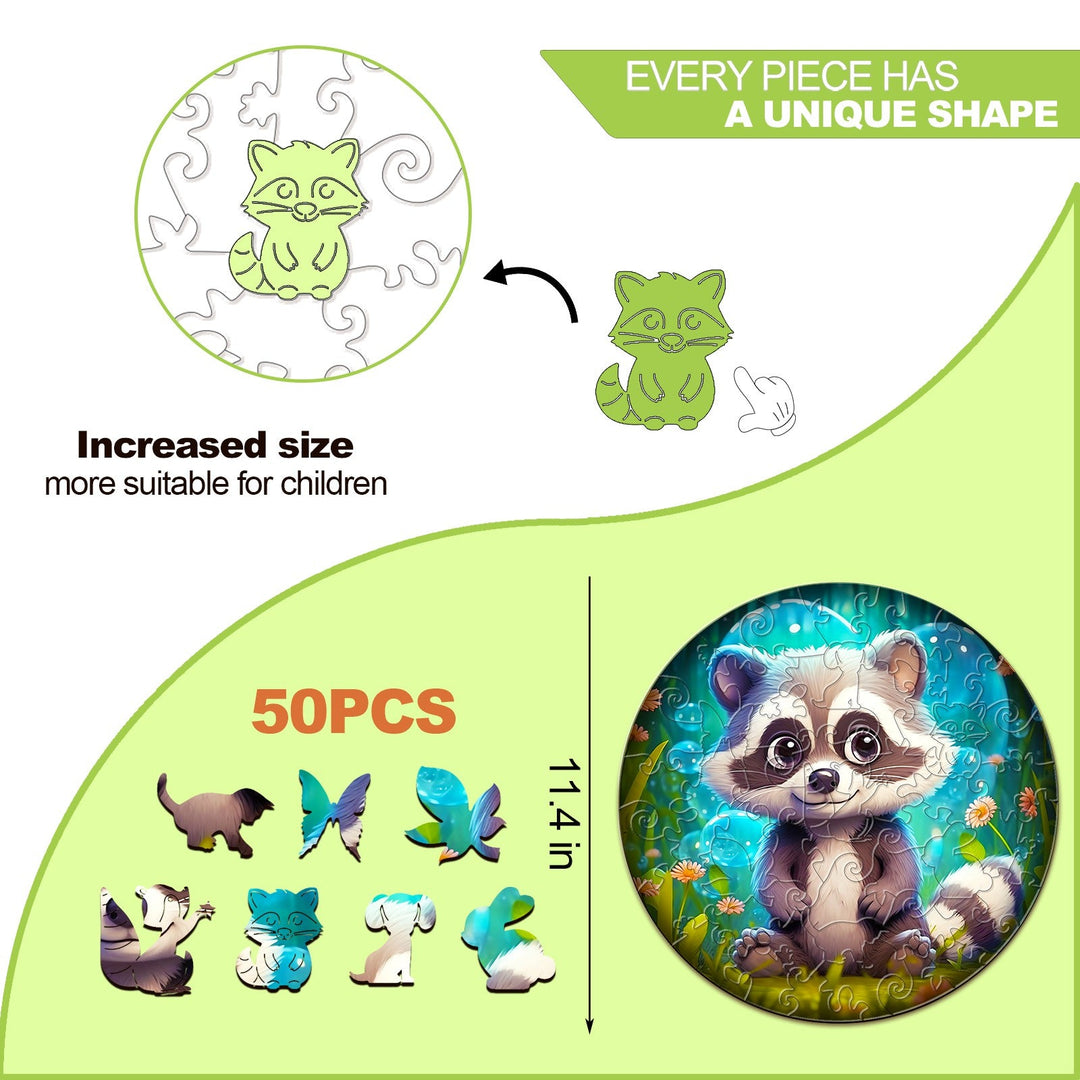 Kids Early Learning Wooden Raccoon Puzzle