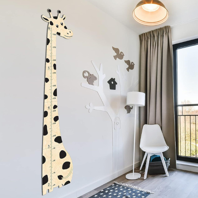 Wooden Baby Giraffe Growth Chart in the Nursery