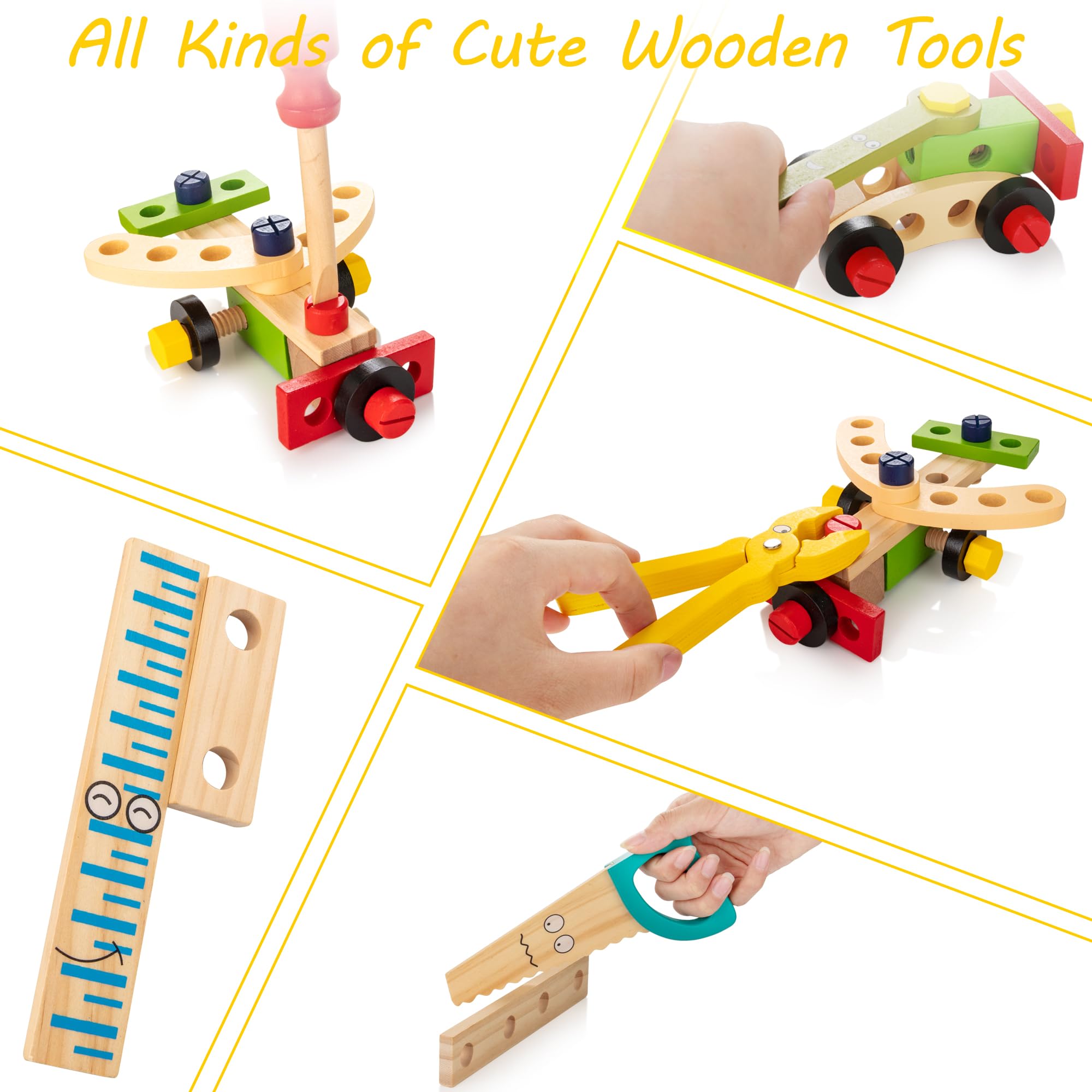 Wooden Toddler Tool Set, Montessori Education STEM Construction Toys