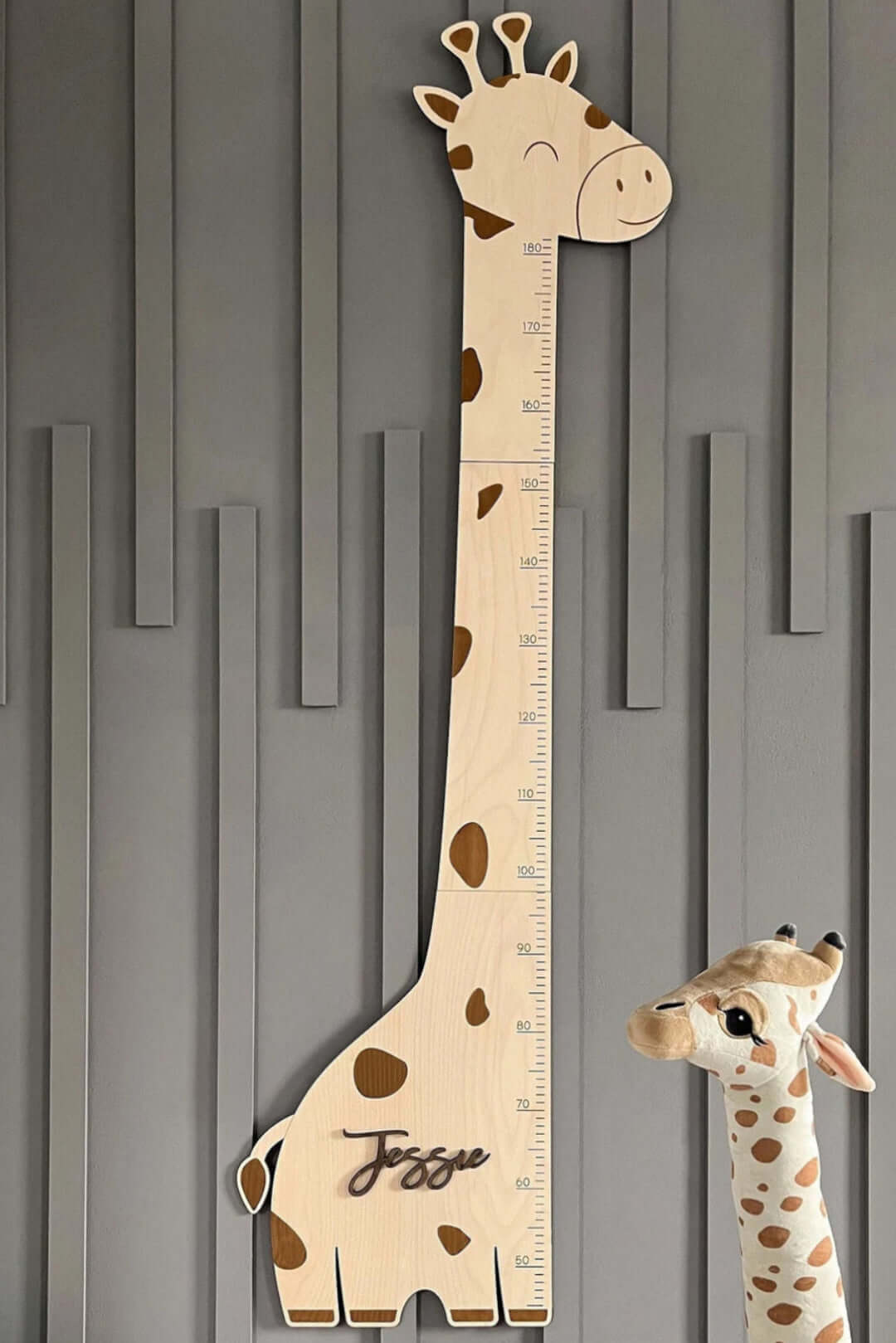 Personalized Wooden Giraffe Growth Chart Height Ruler for Kids – Woodemon, image size:1080x1619