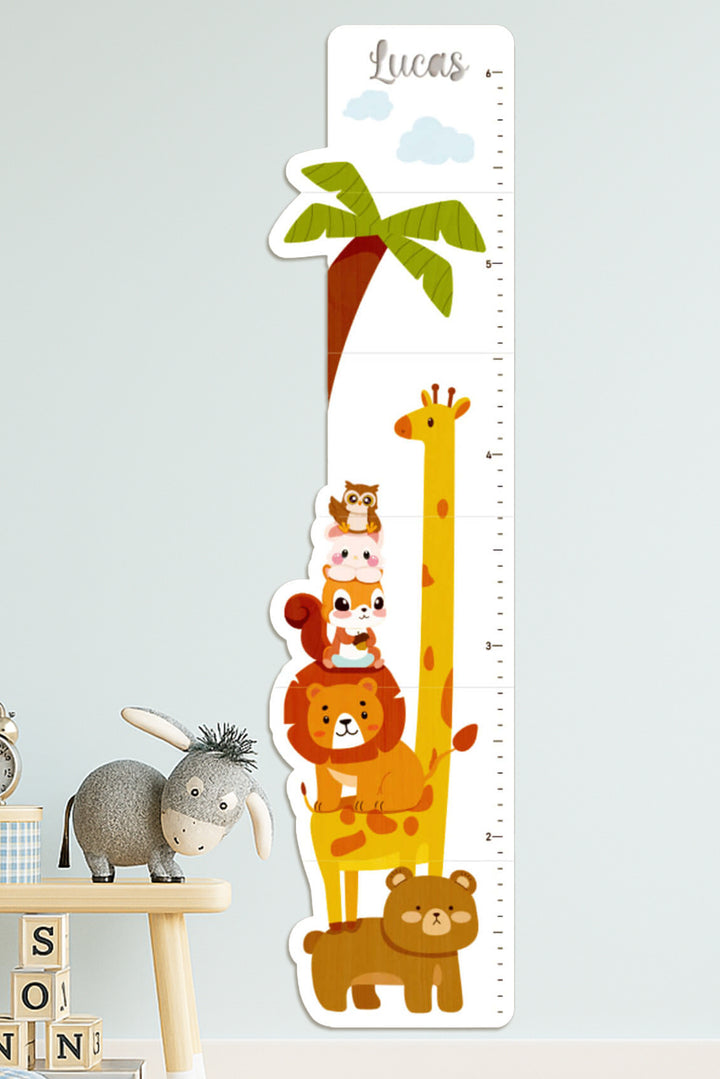 Personalized Wooden Cute Animals Growth Chart Ruler
