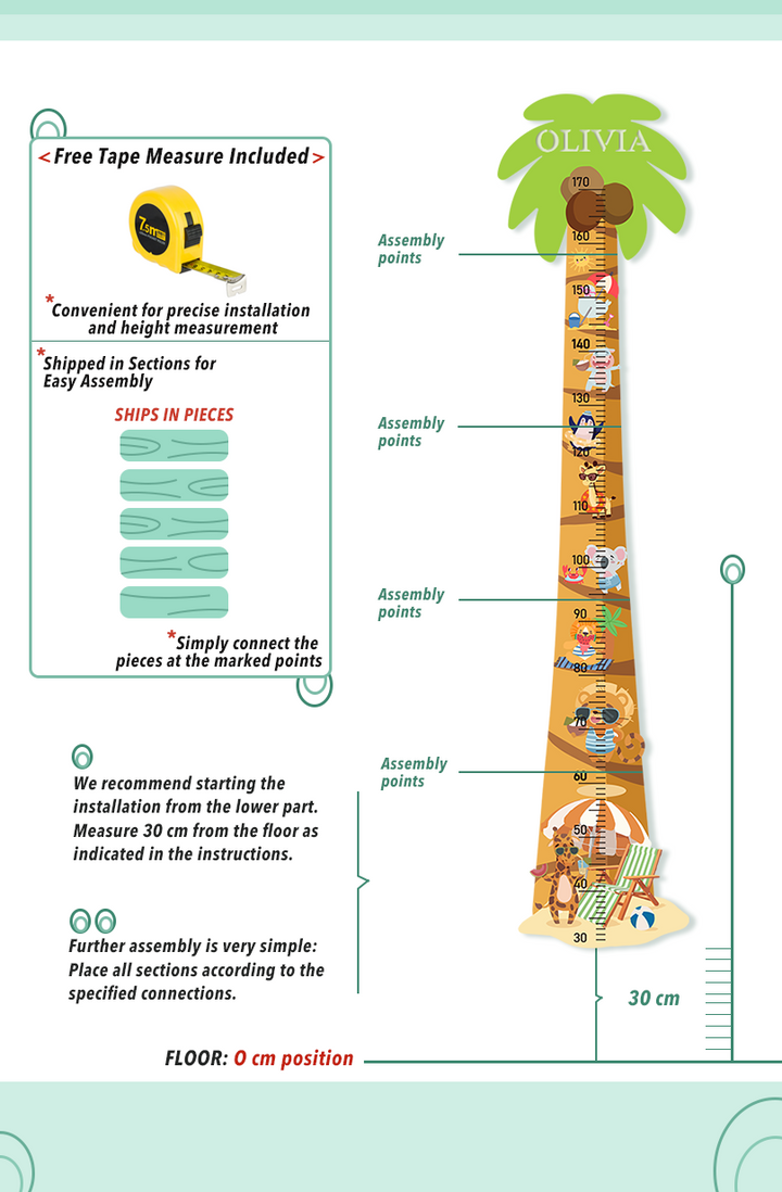 Personalized Wooden Palm Tree Adventure Growth Chart