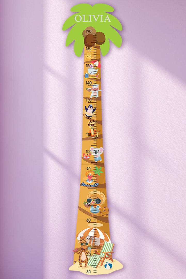 Personalized Wooden Palm Tree Adventure Growth Chart