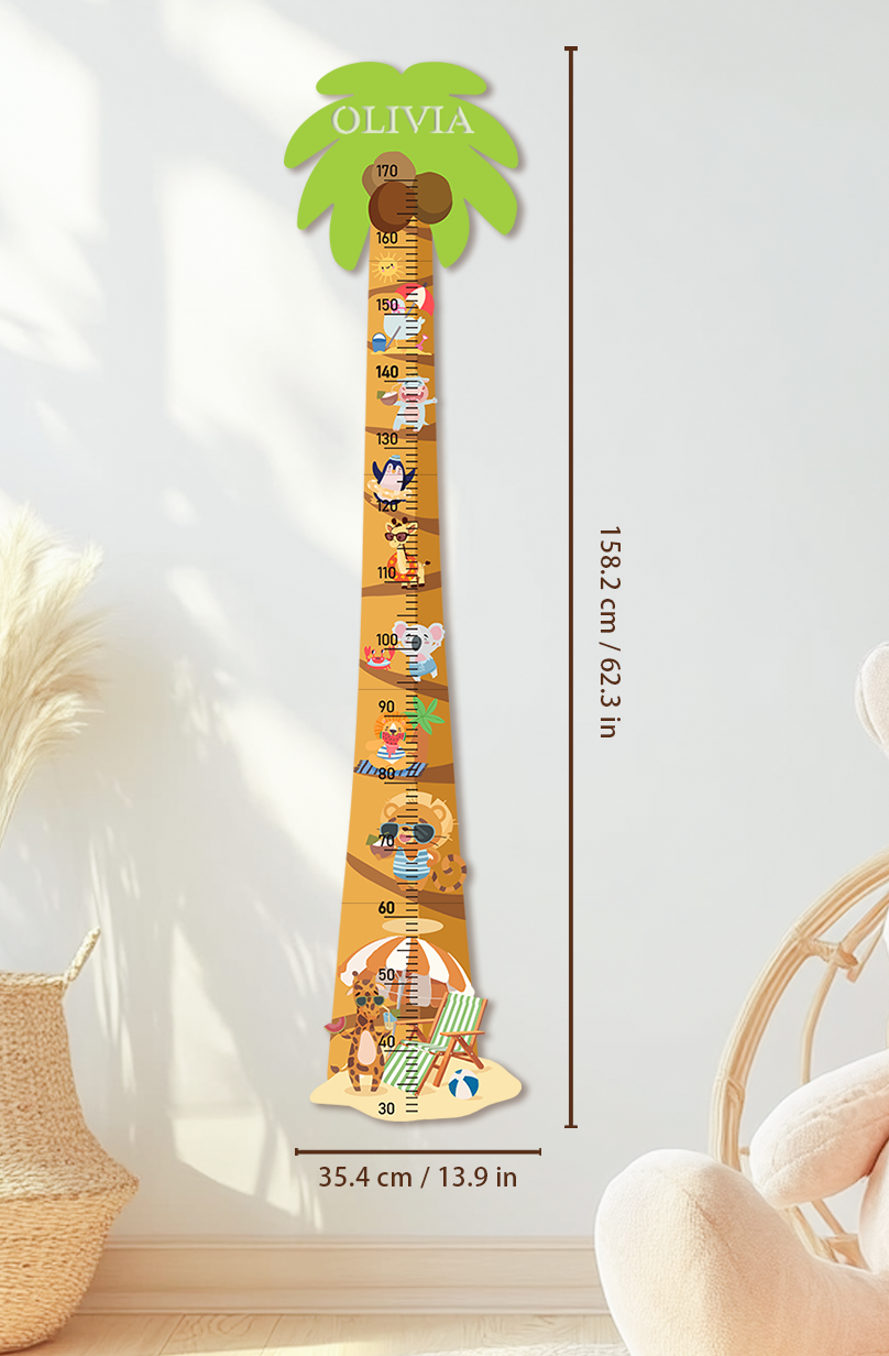 Personalized Wooden Palm Tree Adventure Growth Chart