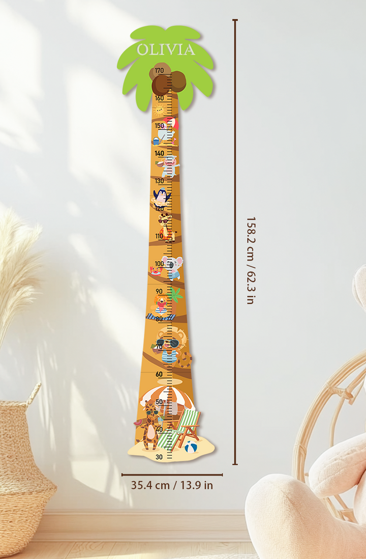 Personalized Wooden Palm Tree Adventure Growth Chart
