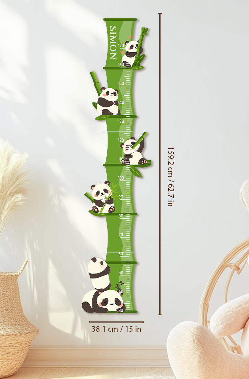 Personalized Wooden Panda Bamboo Growth Chart