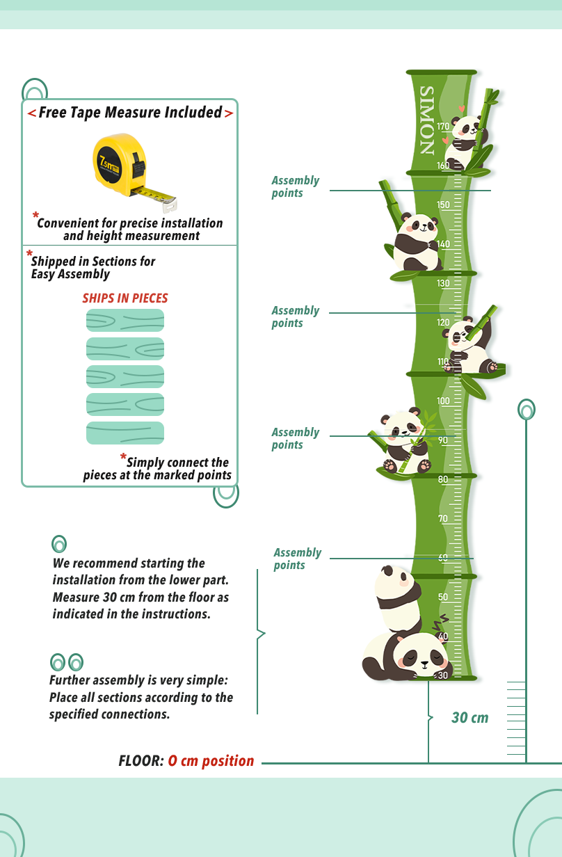 Personalized Wooden Panda Bamboo Growth Chart