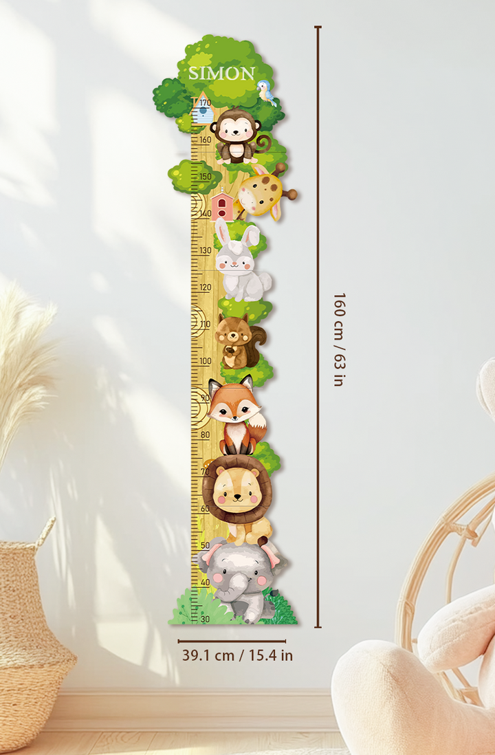 Personalized Wooden Forest Friends Growth Chart