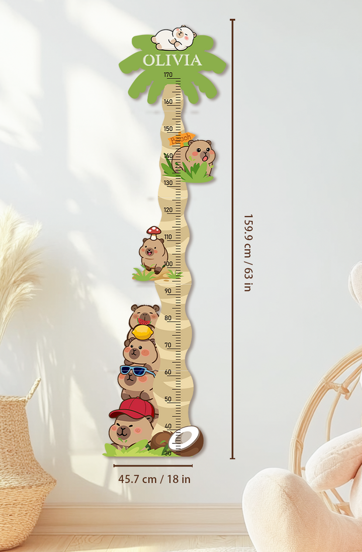 Personalized Wooden Coconut Bear Growth Chart