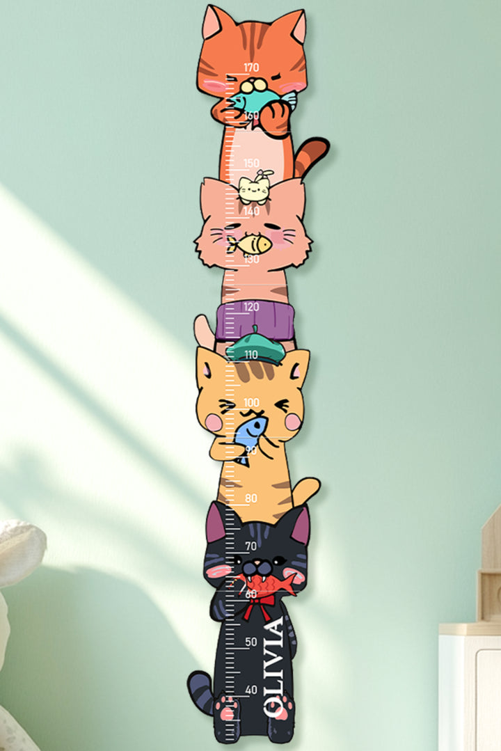 Personalized Wooden Stacked Cats Growth Chart