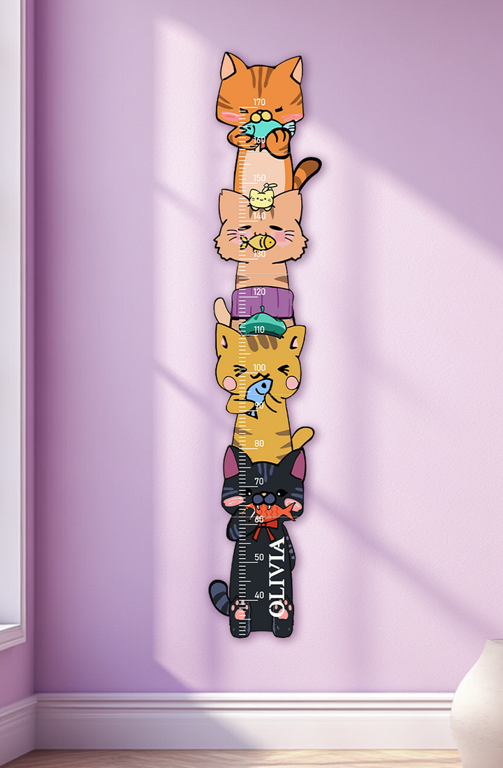 Personalized Wooden Stacked Cats Growth Chart