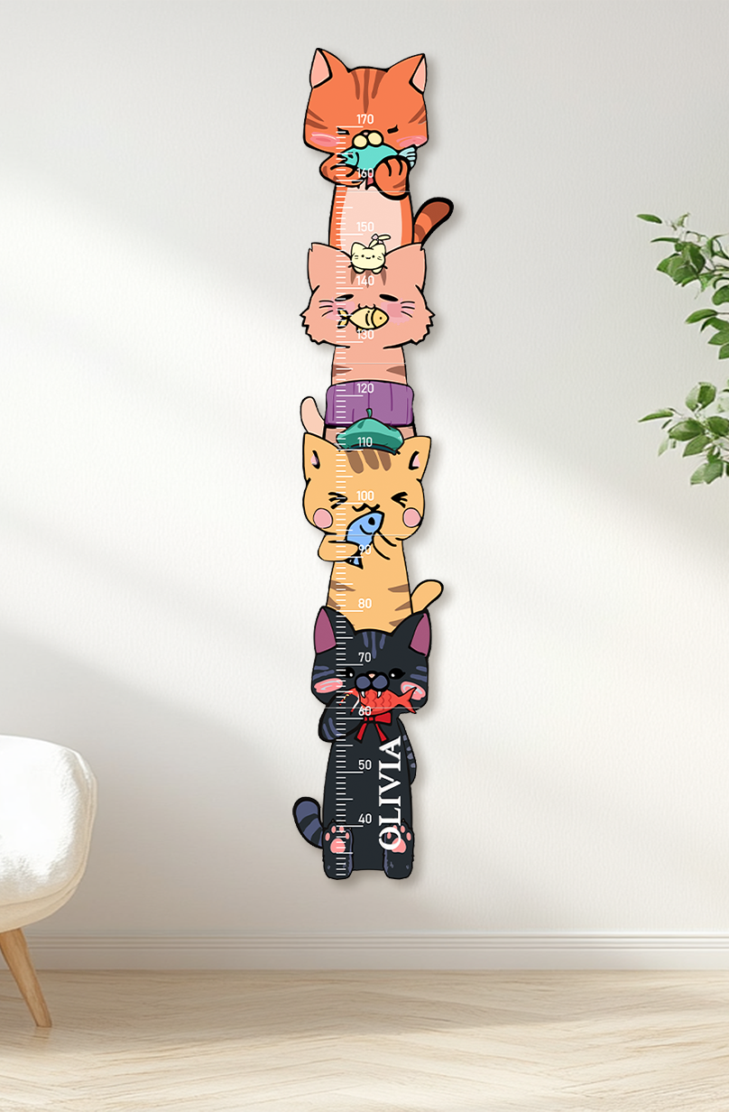 Personalized Wooden Stacked Cats Growth Chart