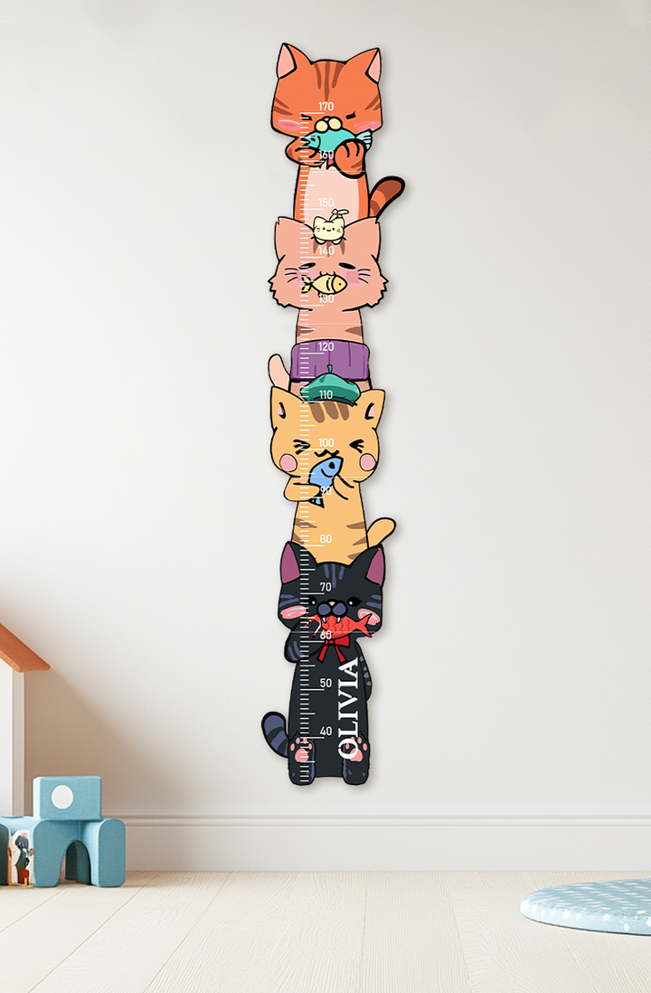 Personalized Wooden Stacked Cats Growth Chart