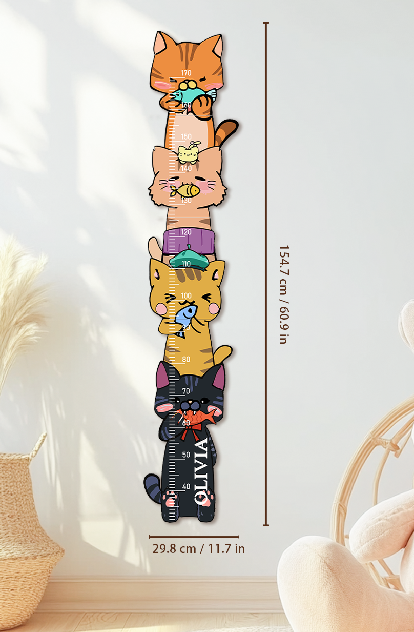 Personalized Wooden Stacked Cats Growth Chart