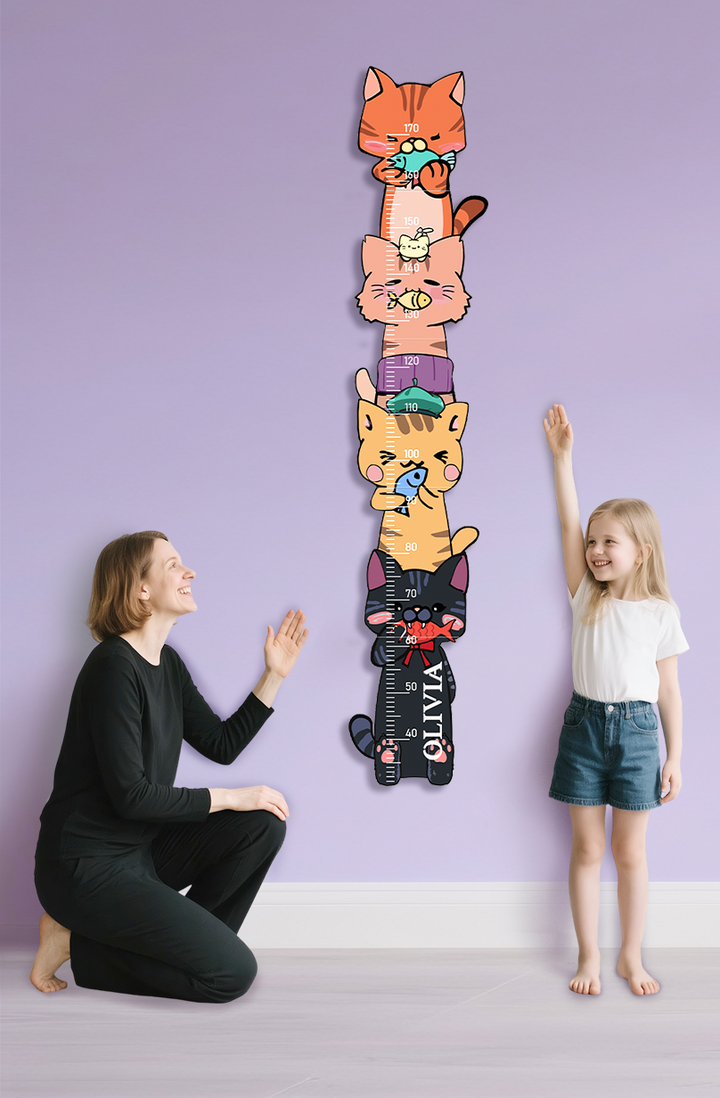 Personalized Wooden Stacked Cats Growth Chart