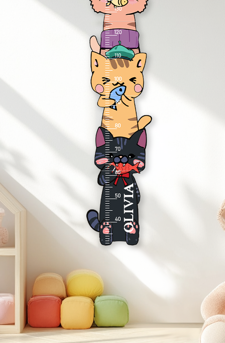 Personalized Wooden Stacked Cats Growth Chart