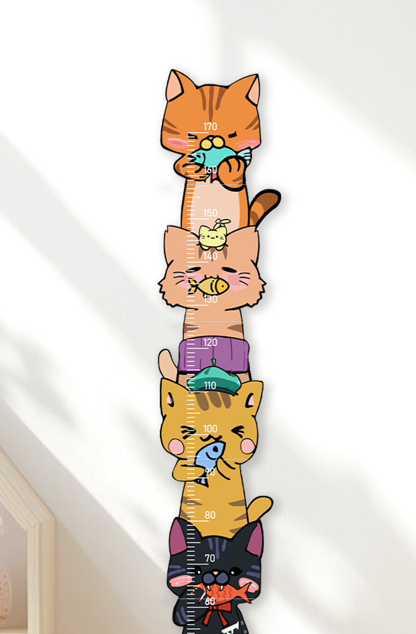 Personalized Wooden Stacked Cats Growth Chart