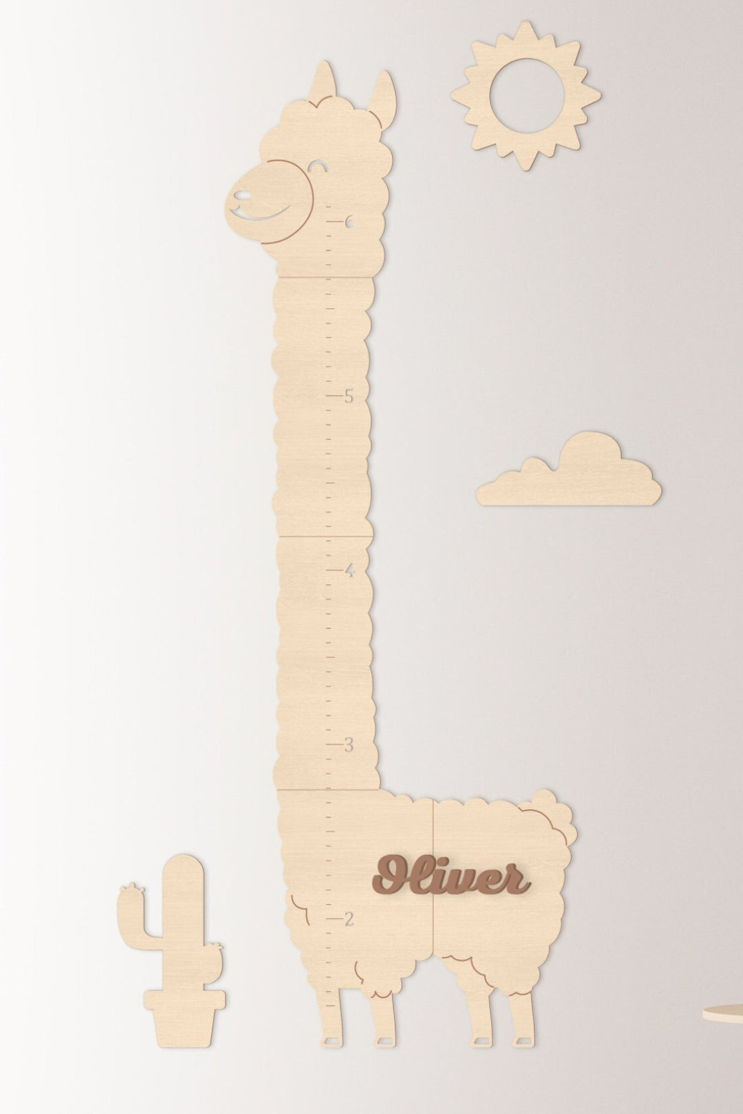 Personalized Wooden Baby Growth Height Chart - Alpaca