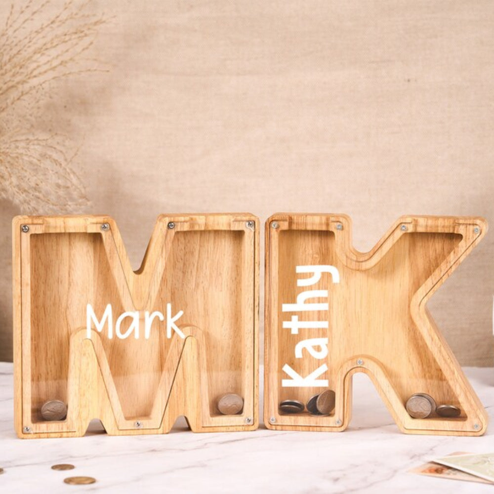 Personalized Kids Wooden Letter Piggy Bank