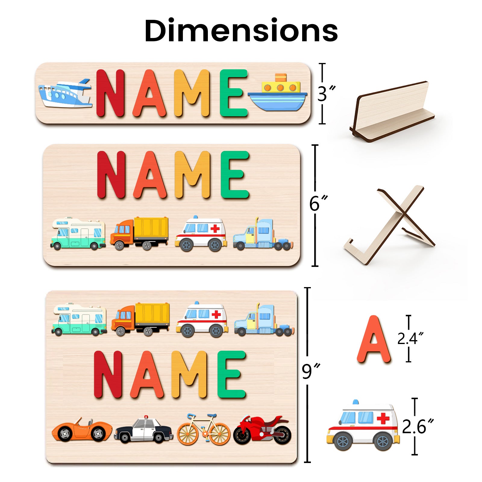 Wooden Baby Traffic Name Puzzle-Size