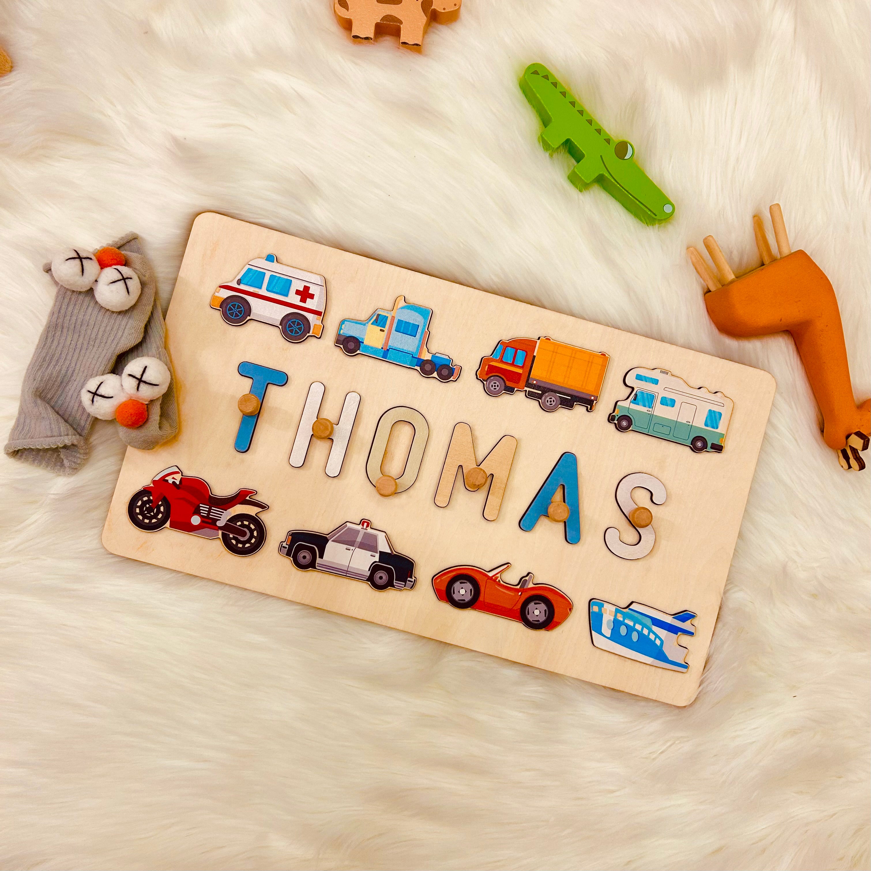 8 Traffic Element Name Puzzle - Birthday Gift for Baby