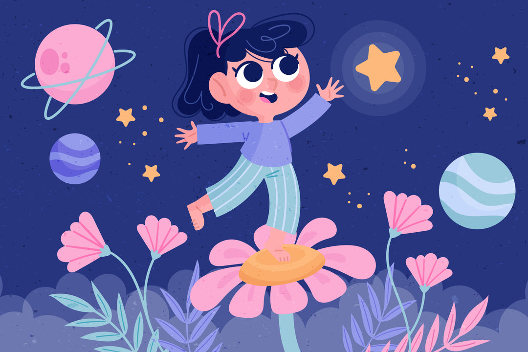 Luna catching stars in the sea of ​​flowers