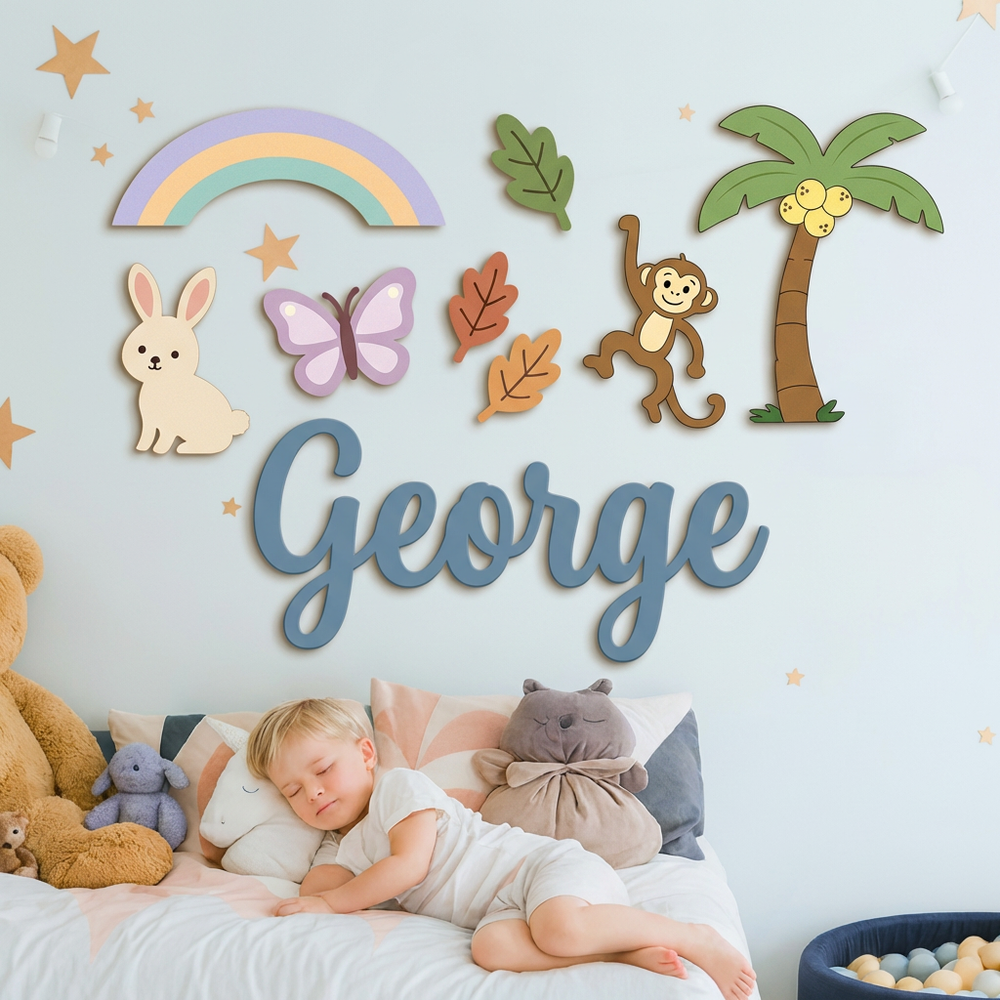 Personalized Wooden Nursery Name Sign – Custom Kids Room Wall Decor