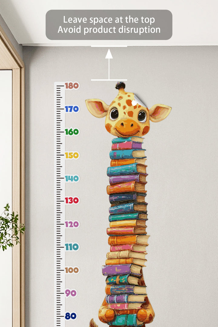 Cute Giraffe Holding Books Growth Chart Wall Decal