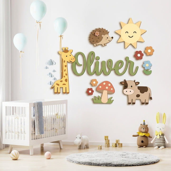 Personalized Wooden Nursery Name Sign – Custom Kids Room Wall Decor
