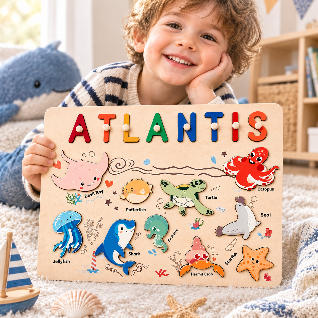Personalized Wooden Name Puzzle for Toddlers Woodemon