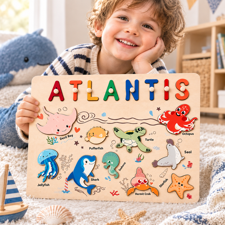 Personalized Wooden Name Puzzle for Toddlers Woodemon
