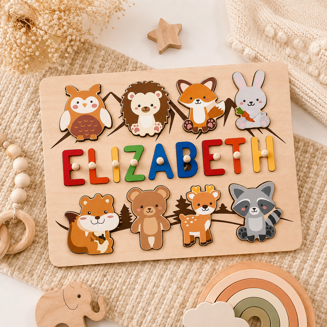 Personalized Wooden Name Puzzle for Toddlers Woodemon