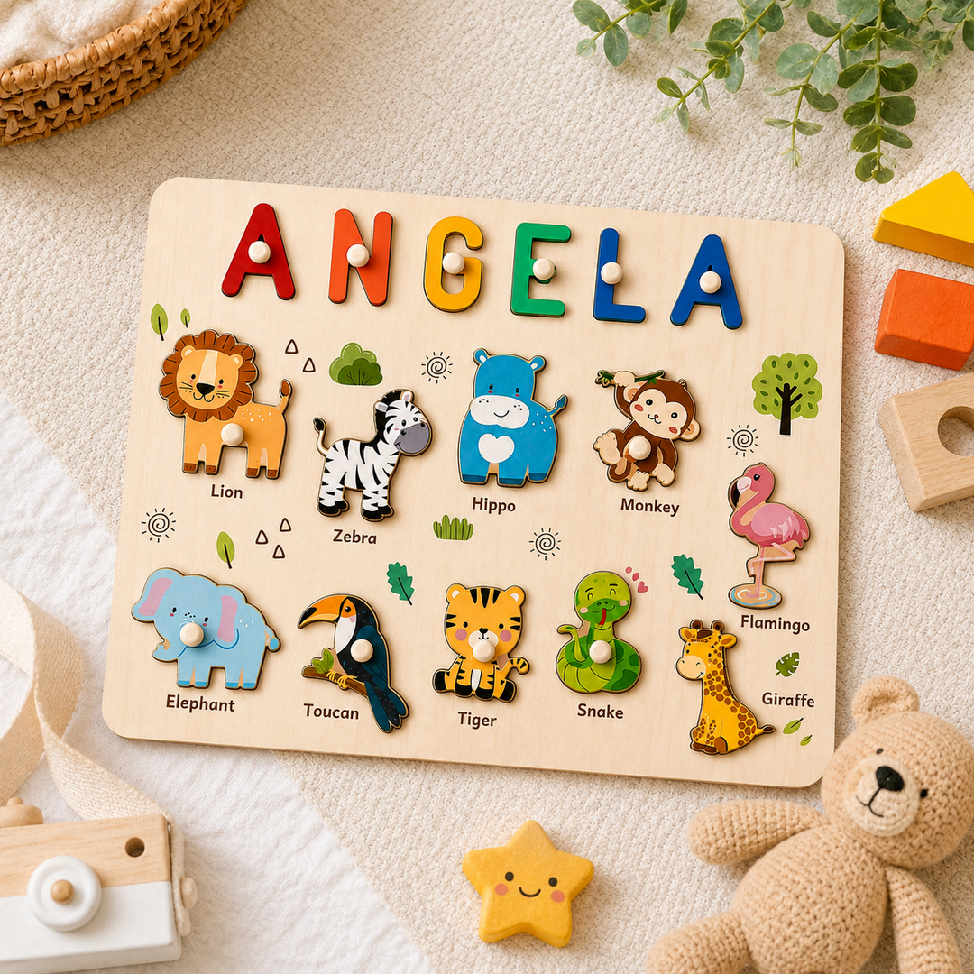 Personalized Wooden Name Puzzle for Toddlers Woodemon
