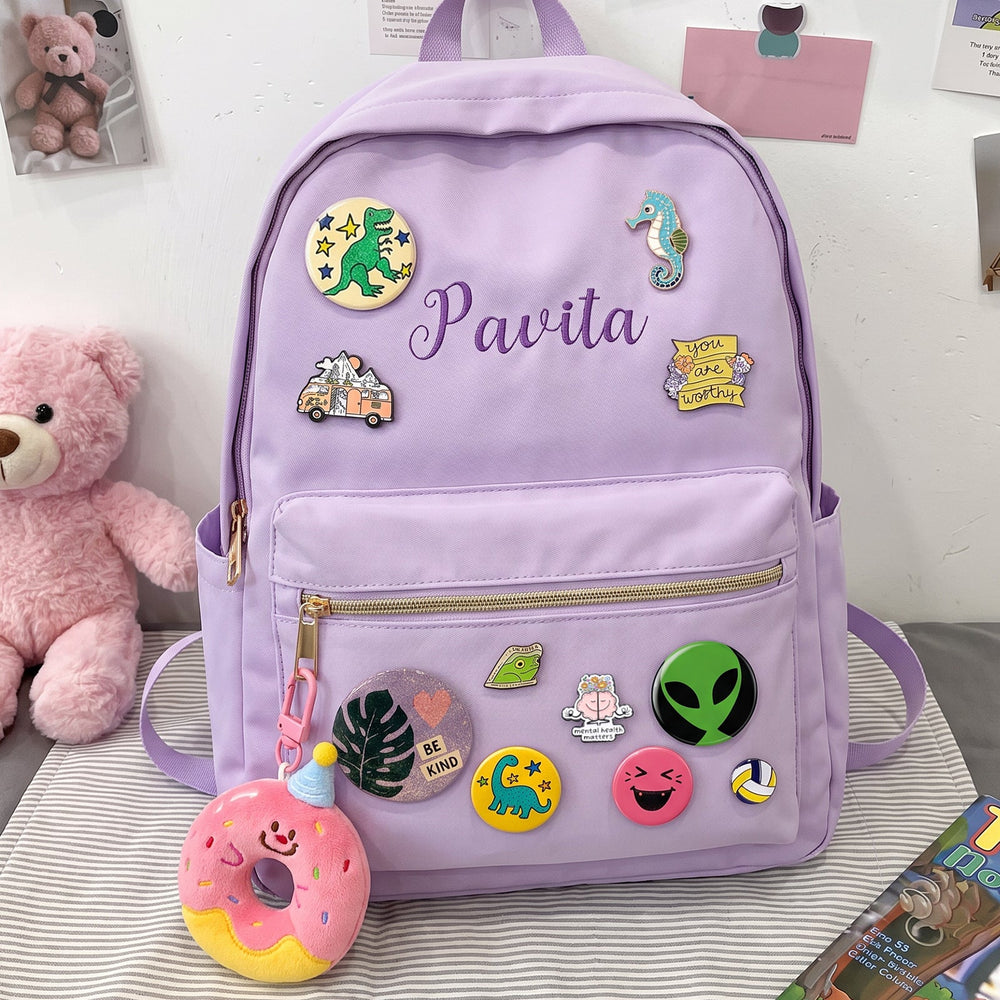 Personalized Badges Backpack with Embroidered Name sokidsun