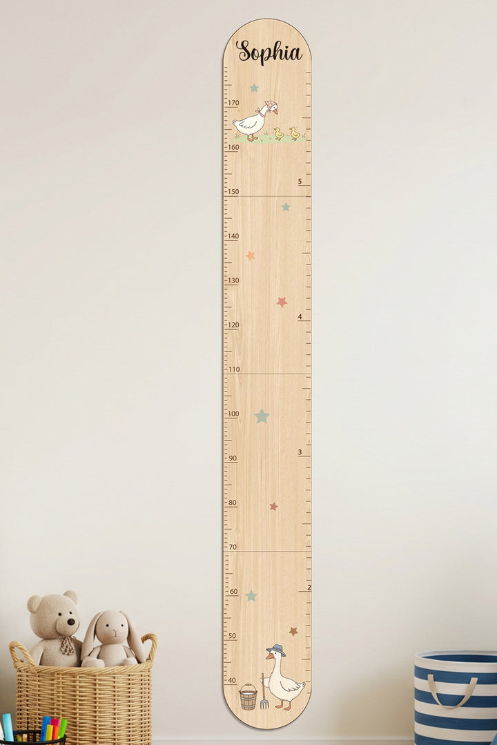Personalized Wooden Goose Family Growth Chart for Kids