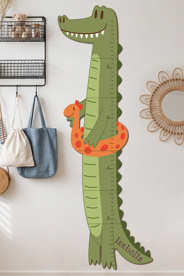 Personalized Wooden Crocodile Growth Chart for Kids Room Woodemon