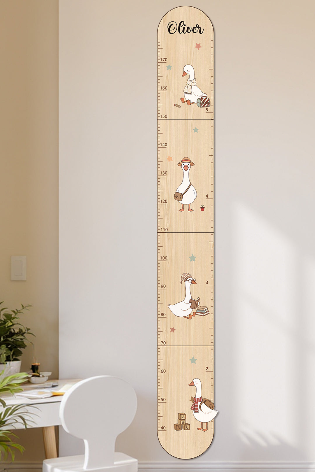 Personalized Wooden Goose Growth Chart with DIY Decor for Kids