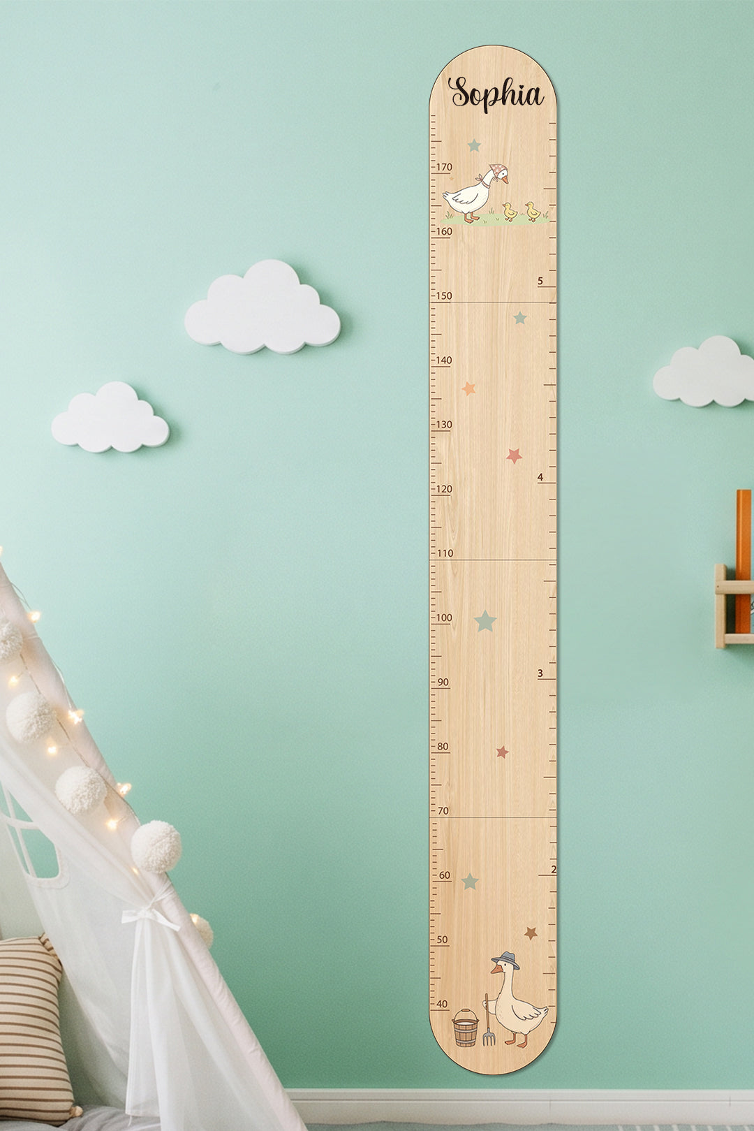 Personalized Wooden Goose Family Growth Chart for Kids