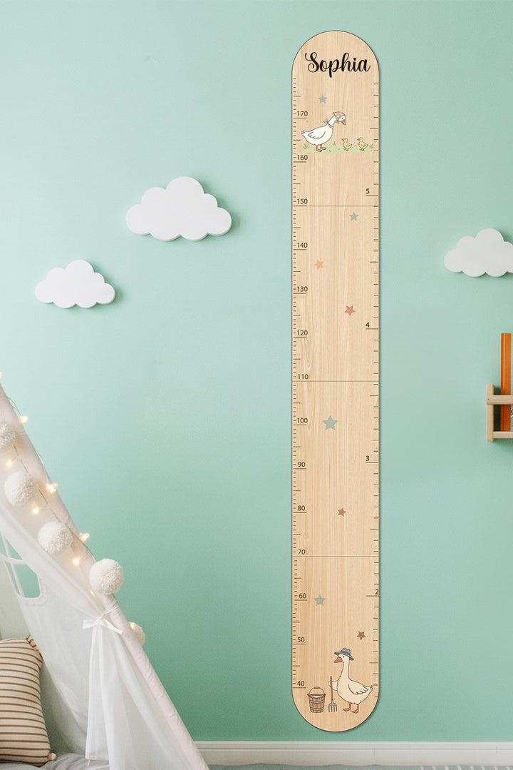 Personalized Wooden Goose Family Growth Chart for Kids