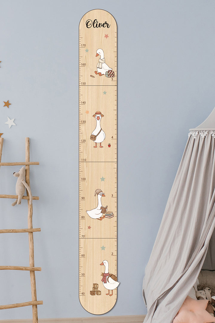 Personalized Wooden Goose Growth Chart with DIY Decor for Kids